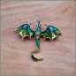 Preview: „Silbergrüner Flugdrache“ - Brosche & Flugdrache - 2 in 1