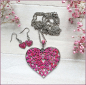 Preview: Schmuckset "Herzen" - Halskette & Ohrschmuck - handbemalt - Unikate