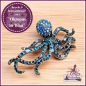 Preview: „Oktopus in Blau“ - Brosche & Kettenanhänger - 2 in 1