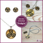 Preview: Cabochon-Schmuckset "Triskele" - Halskette & Ohrstecker