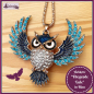 Preview: Halskette "Fliegende Eule" in Blau - 72 cm