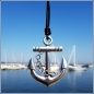 Preview: Halskette "Anchor" - Anker am langen Lederband