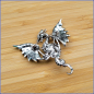 Preview: "Blauer Steampunk-Drache" - Brosche und Kettenanhänger - 2 in 1