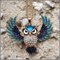 Preview: Halskette "Fliegende Eule" in Blau - 72 cm