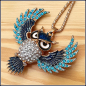 Preview: Halskette "Fliegende Eule" in Blau - 72 cm