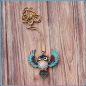 Preview: Halskette "Fliegende Eule" in Blau - 72 cm