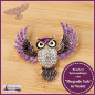 Preview: Brosche "Fliegende Eule" in Violett