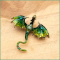 Preview: "Goldgrüner Flugdrache" - Brosche & Kettenanhänger - 2 in 1