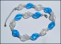 Preview: Collier "Glasfolienperlen - Blau - Weiß" - Unikat