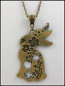 Preview: Halskette "Hase mit floraler Gravur" - lange Halskette im romantischen Vintage-Style