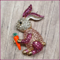 Preview: "Hase in Pink" - Halskette & Brosche - 2 in 1