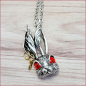 Preview: Halskette "Cooler Hase mit roten Augen" - ca. 62 cm