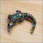 Preview: Brosche "Regenbogenbuntes Krokodil"
