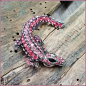 Preview: Brosche "Krokodil" in Pink - Einzelstück