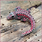 Preview: Brosche "Krokodil" in Pink - Einzelstück