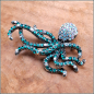 Preview: "Oktopus Meeresblau" - Brosche und Kettenanhänger - 2 in 1