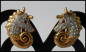 Preview: Ohrclips "Seepferdchen / Pferdekopf mit Strass und Gold"