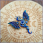 Preview: "Blauer Steampunk-Drache" - Brosche und Kettenanhänger - 2 in 1