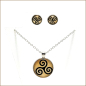 Preview: Cabochon-Schmuckset "Triskele" - Halskette & Ohrstecker