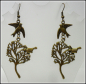 Preview: Ohrhänger "Vogelbaum 2", bronzefarbener Vintage Style