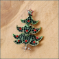 Preview: "Geschwungener Weihnachtsbaum" in Weihnachtsgrün - Brosche & Kettenanhänger - 2 in 1