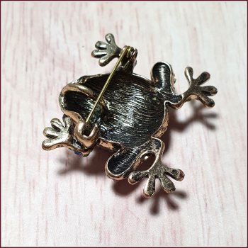 Brosche & Kettenanhänger – 2 in 1 -  „Strassfrosch“ in Mintbunt