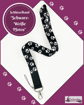 Schlüsselband „Schwarz-Weiße Pfoten“