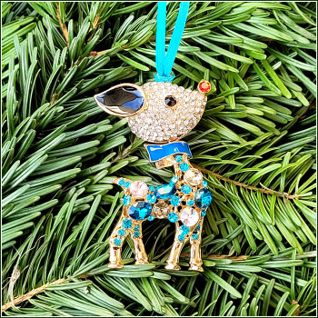Geschenkanhänger / Dekoanhänger / Baumschmuck "Reh in Türkis"