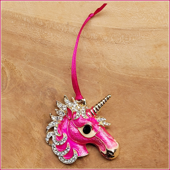Geschenk-, Deko- oder Baumanhänger "Einhornkopf in Cyclam"