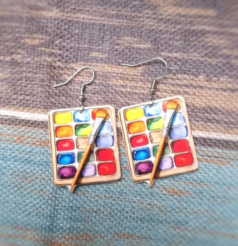 Preview: Großer Ohrschmuck "Aquarellmalerei" aus Acryl