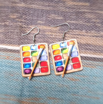 Preview: Großer Ohrschmuck "Aquarellmalerei" aus Acryl
