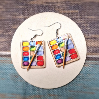 Großer Ohrschmuck "Aquarellmalerei" aus Acryl