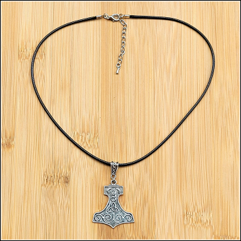 "Mjölnir - der Hammer des Thor" an schwarzer Textilkordel – 44 cm