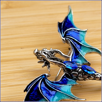 „Blauer Silberdrache“ - Brosche & Kettenanhänger - 2 in 1
