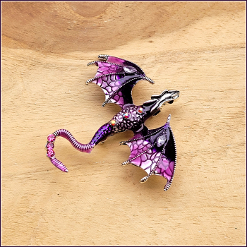 „Flugdrache in Pink-Violett“ - Brosche und Kettenanhänger – 2 in 1