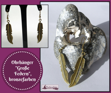 Ohrhänger "Große Federn", bronzefarben