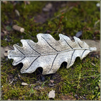 Haarspange "Eichenblatt" in Antiksilber