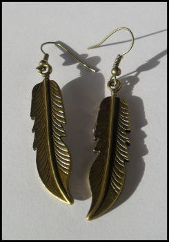 Ohrhänger "Große Federn", bronzefarben