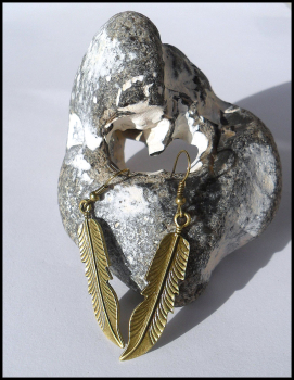 Ohrhänger "Große Federn", bronzefarben
