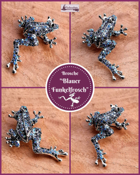 Brosche „Blauer Funkelfrosch“