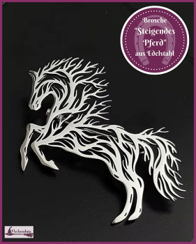 Preview: Brosche „Steigendes Pferd“ aus Edelstahl