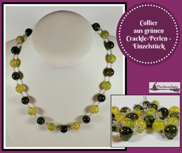 Collier aus grünen Crackle-Perlen - Einzelstück