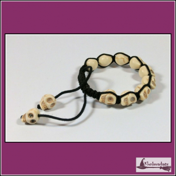 Shamballa-Armband "Skull" mit Howlith-Perlen