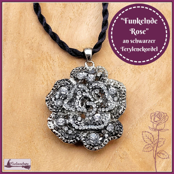 "Funkelnde Rose" - an schwarzer Terylenekordel