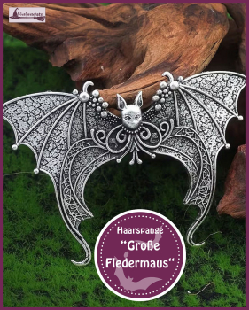 Haarspange „Große Fledermaus“ in der Farbe Antiksilber