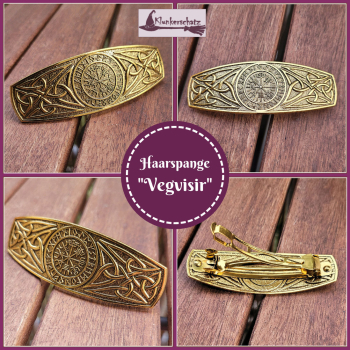 Haarspange "Vegvisir" in der Farbe Antikgold