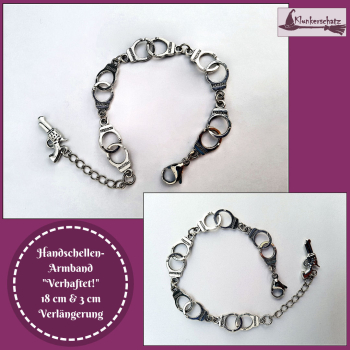 Handschellen-Armband "Verhaftet!" - 18 cm & 3 cm Verlängerung