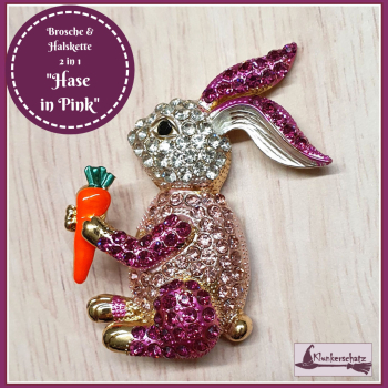 "Hase in Pink" - Halskette & Brosche - 2 in 1