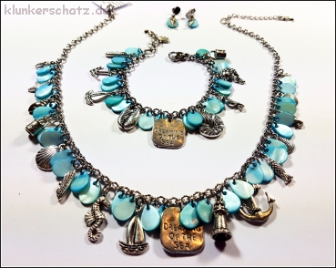 Kundenauftrag - Schmuckset - Dreaming of the sea - Bettelkette, Bettelarmband & Ohrschmuck