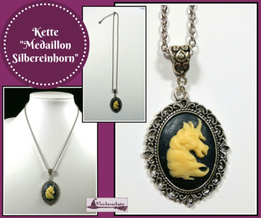 Kette "Medaillon Silbereinhorn" - 40 - 45 cm
